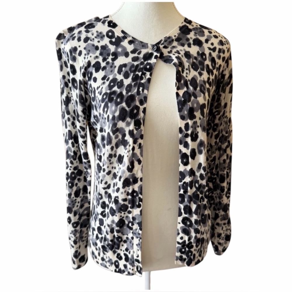 LOFT Black and White Animal Print Cardigan 100$ cotton